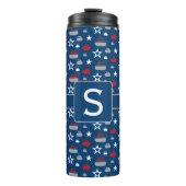 Rood, wit en blauw, krullen thermisch getumbler thermosbeker (Voorkant)