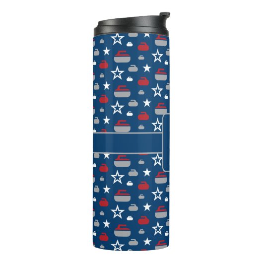 Rood, wit en blauw, krullen thermisch getumbler thermosbeker (Gedraaid links)