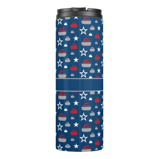 Rood, wit en blauw, krullen thermisch getumbler thermosbeker (Achterkant)