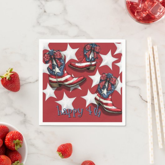 Rood wit en blauw laarzen en bogen servet (Insitu)