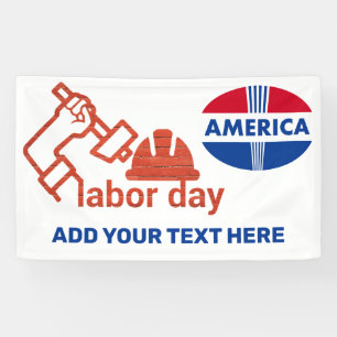 Rood Wit en Blauw Labor Day Spandoek