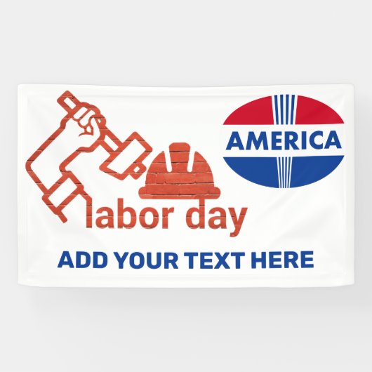 Rood Wit en Blauw Labor Day Spandoek (Horizontaal)