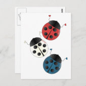 Rood wit en blauw Ladybugs Briefkaart (Voorkant / Achterkant)