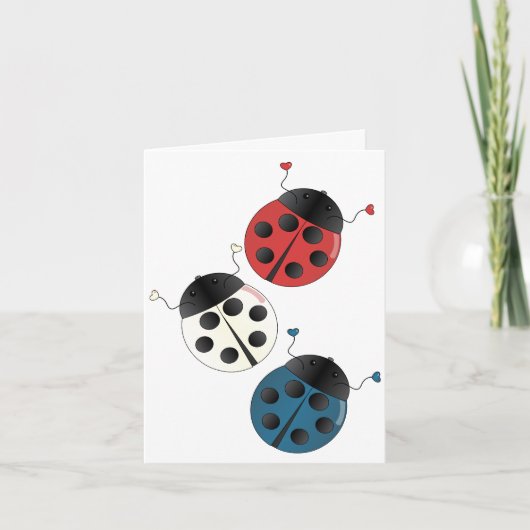 Rood wit en blauw Ladybugs Kaart (Voorkant)