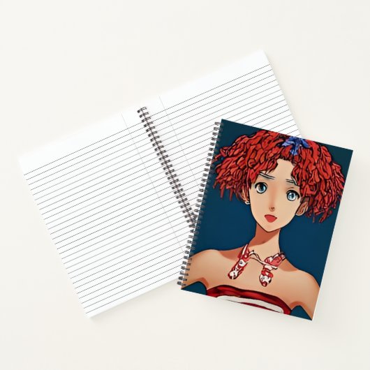 Rood, Wit en Blauw Leuk Meisje Spiraalvormig Notit Notitieboek (Binnen)