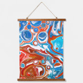 Rood, wit en blauw, lichtvochtige kunst hangend wandkleed (Voorkant)
