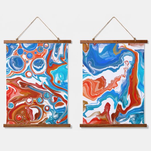 Rood, wit en blauw, lichtvochtige kunst hangend wandkleed (Dubbel)