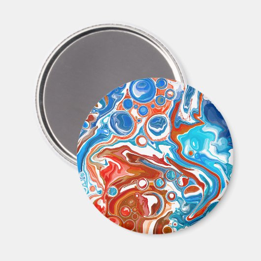 Rood, wit en blauw, lichtvochtige kunst magneet (Voorkant / Achterkant)