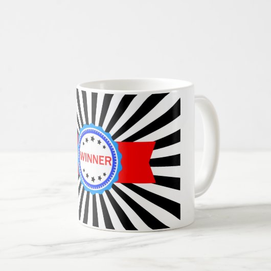 Rood, wit en blauw lint koffiemok (Voorkant rechts)