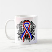 Rood, wit en blauw lint met vleugels koffiemok (Links)