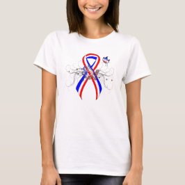 Rood, wit en blauw lint met vlinder t-shirt