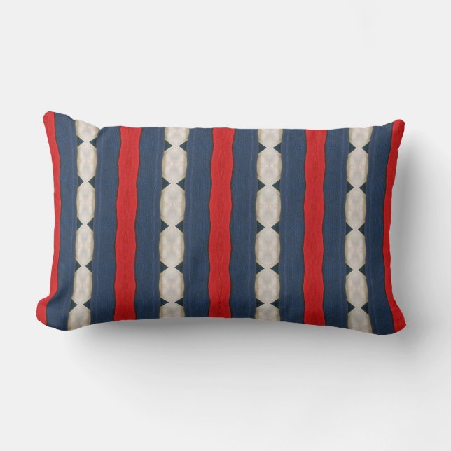 Rood, wit en blauw lumbar kussen (Voorkant)