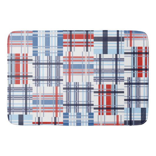 Rood, wit en blauw Madras Bath Mat (Voorkant)