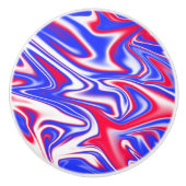 Rood wit en blauw marmer effect keramische knop (Voorkant)