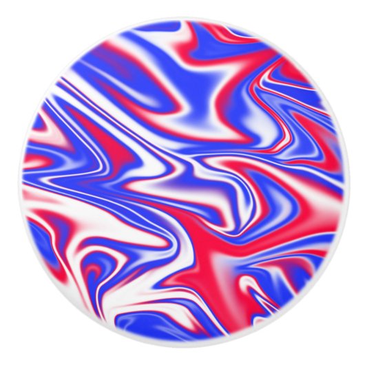 Rood wit en blauw marmer effect keramische knop (Voorkant)