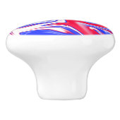 Rood wit en blauw marmer effect keramische knop (Zijkant)