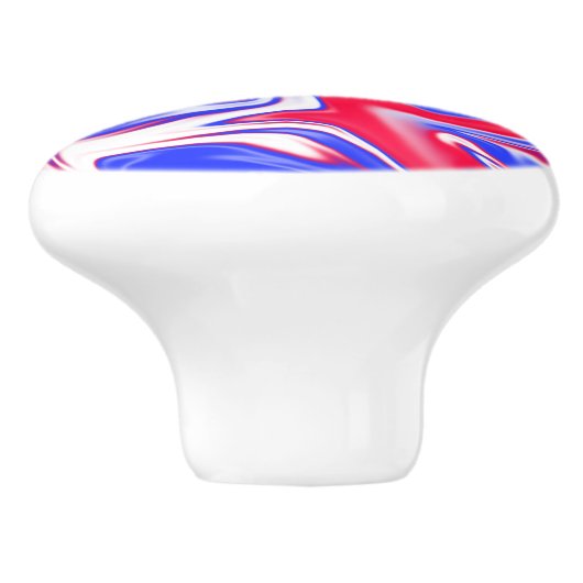 Rood wit en blauw marmer effect keramische knop (Zijkant)