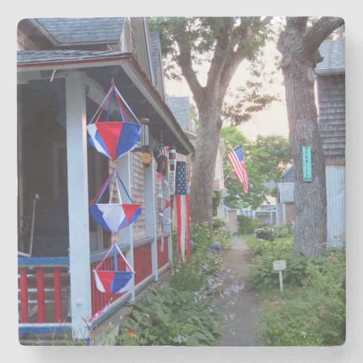 Rood, wit en blauw - Martha's wijntuin Stenen Onderzetter (Voorkant)