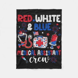 Rood Wit en Blauw Medische Instant Crew Happy 4th Fleece Deken