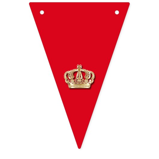 Rood, wit en blauw met gouden kroon vlaggetjes (Eerste vlag)