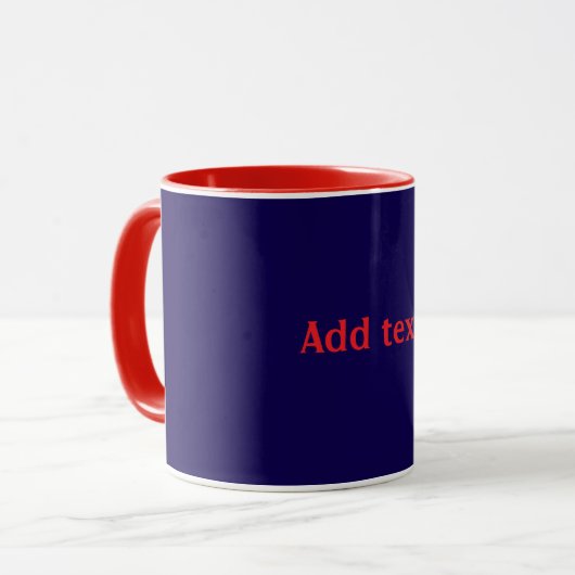 Rood, wit en blauw met rode tekst, mok (Voorkant links)