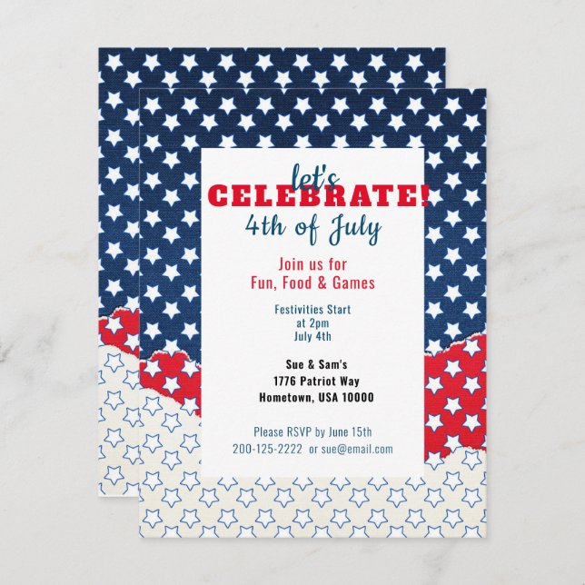 Rood wit en blauw met sterren op 4 juli (Voorkant / Achterkant)