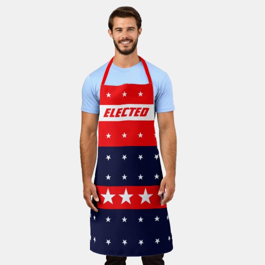 Rood wit en blauw met sterren schort (Gedragen)