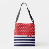 Rood wit en blauw met witte sterren en strepen crossbody tas (Achterkant)