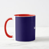Rood, wit en blauw met witte tekst, mok (Links)