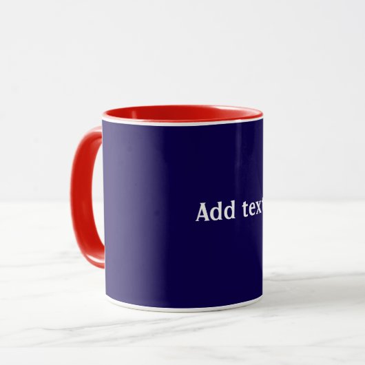 Rood, wit en blauw met witte tekst, mok (Voorkant links)