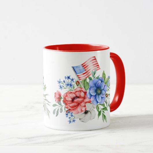 Rood wit en blauw | Mok van God Bless America (Voorkant rechts)