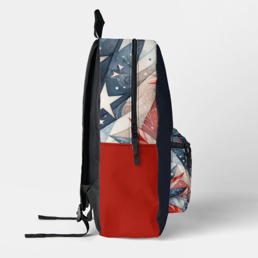 Rood wit en blauw monogram bedrukte rugzak (Links)