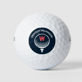 Rood wit en blauw monogram golfballen