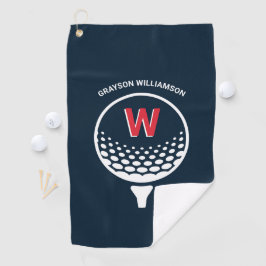 Rood wit en blauw monogram golfhanddoek