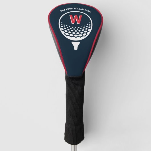 Rood wit en blauw monogram golfheadcover (Voorkant)