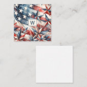 Rood Wit en Blauw Monogram Note Kaart Notitiekaartje (Voorkant / Achterkant)