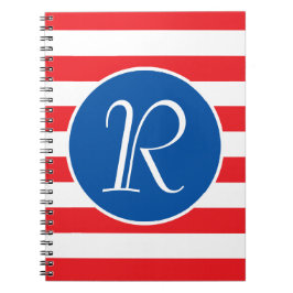 Rood wit en blauw monogram notitieboek