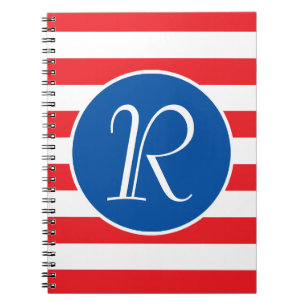 Rood wit en blauw monogram notitieboek
