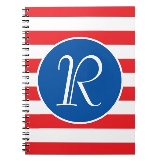 Rood wit en blauw monogram notitieboek (Voorkant)