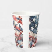 Rood wit en blauw monogram papieren bekers (Links)