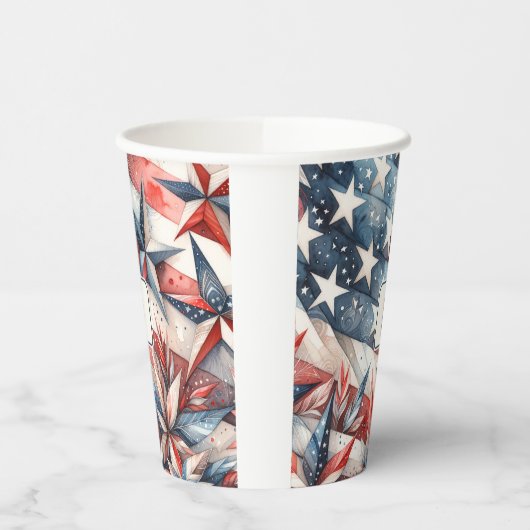 Rood wit en blauw monogram papieren bekers (Links)