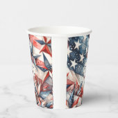 Rood wit en blauw monogram papieren bekers (Rechts)