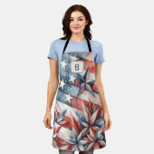 Rood wit en blauw monogram schort (Gedragen)