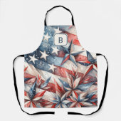 Rood wit en blauw monogram schort (Voorkant)