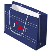 Rood wit en blauw monogram Sjabloon Groot Cadeauzakje (Voorkant Gekanteld)