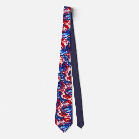Rood Wit en Blauw Monogram Stropdas (Voorkant)