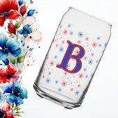 Rood wit en blauw monogram vuurwerk blikvorm glas