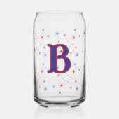 Rood wit en blauw monogram vuurwerk blikvorm glas (Voorkant)