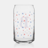 Rood wit en blauw monogram vuurwerk blikvorm glas (Achterkant)