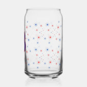 Rood wit en blauw monogram vuurwerk blikvorm glas (Links)